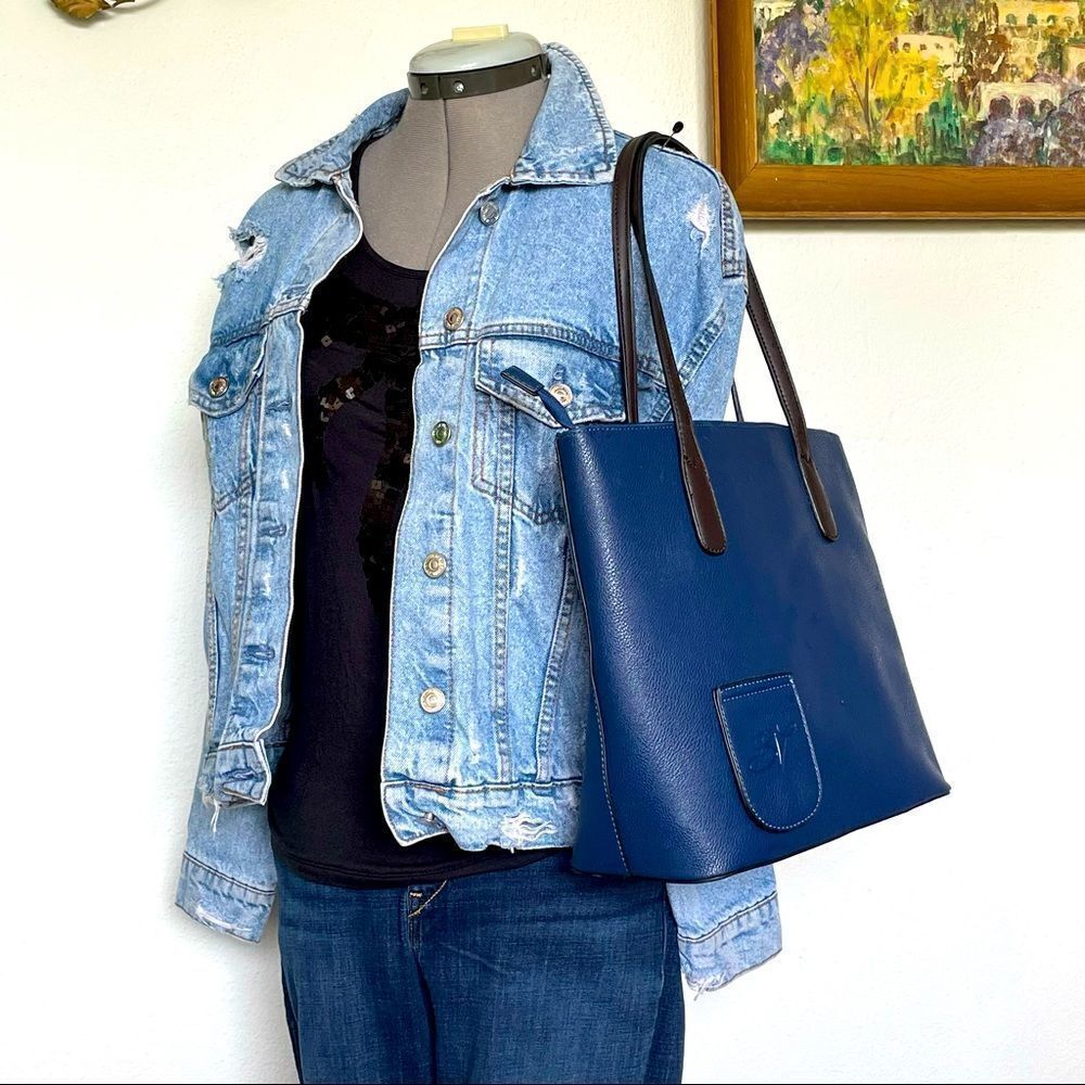 Bellavita navy wine bag tote